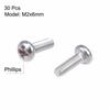 uxcell M2 Machine Screws, Bolts, M2x6mm, Silver Gray, Pan Head Machine Screws, 304 Stainless Steel, Pack of 30