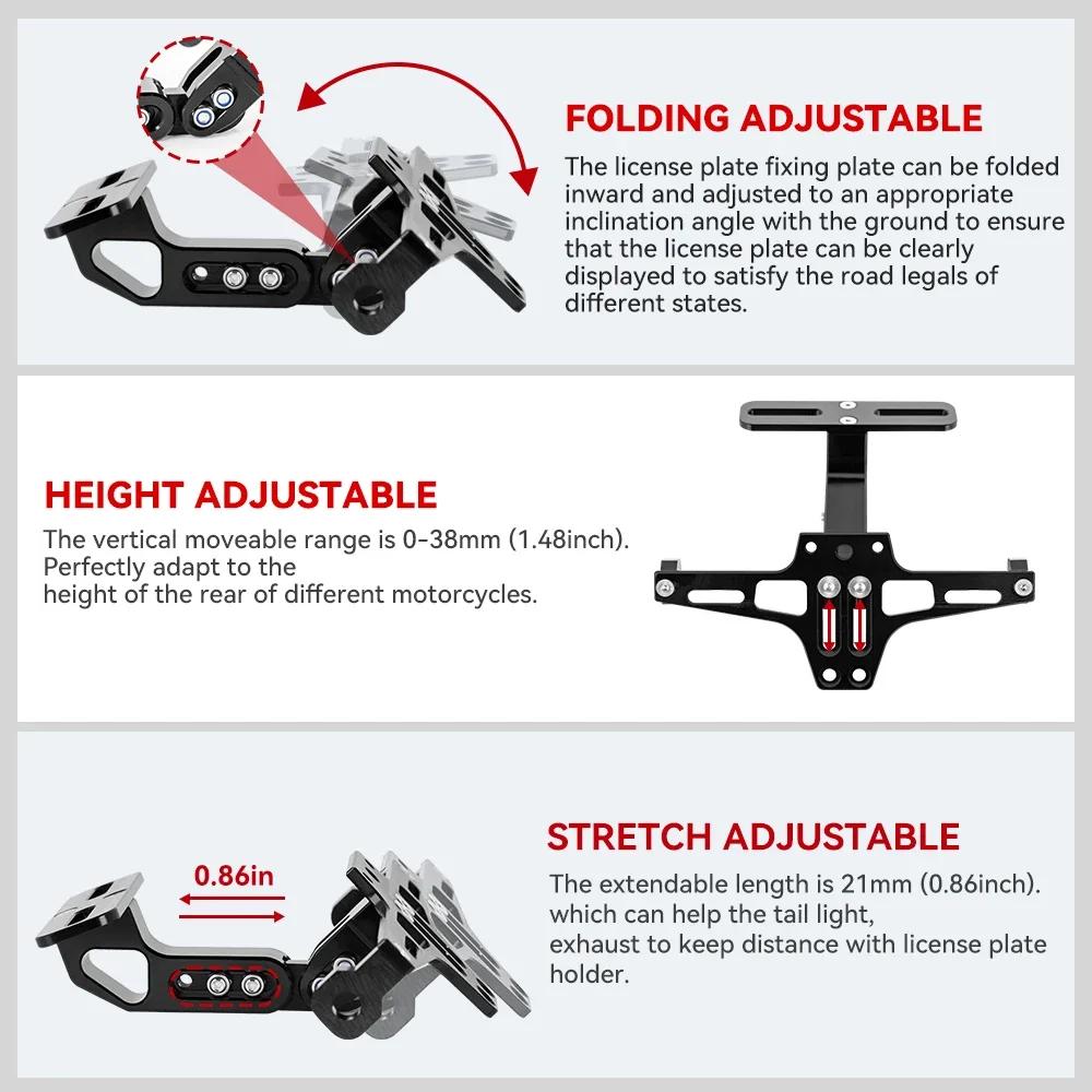 Motorcycle Adjustable Rear License Plate Mount Holde For Yamaha Honda BMW Suzuki Cfmoto MTO7 MTO9 Fz07 Kawasaki Z1000 Z800