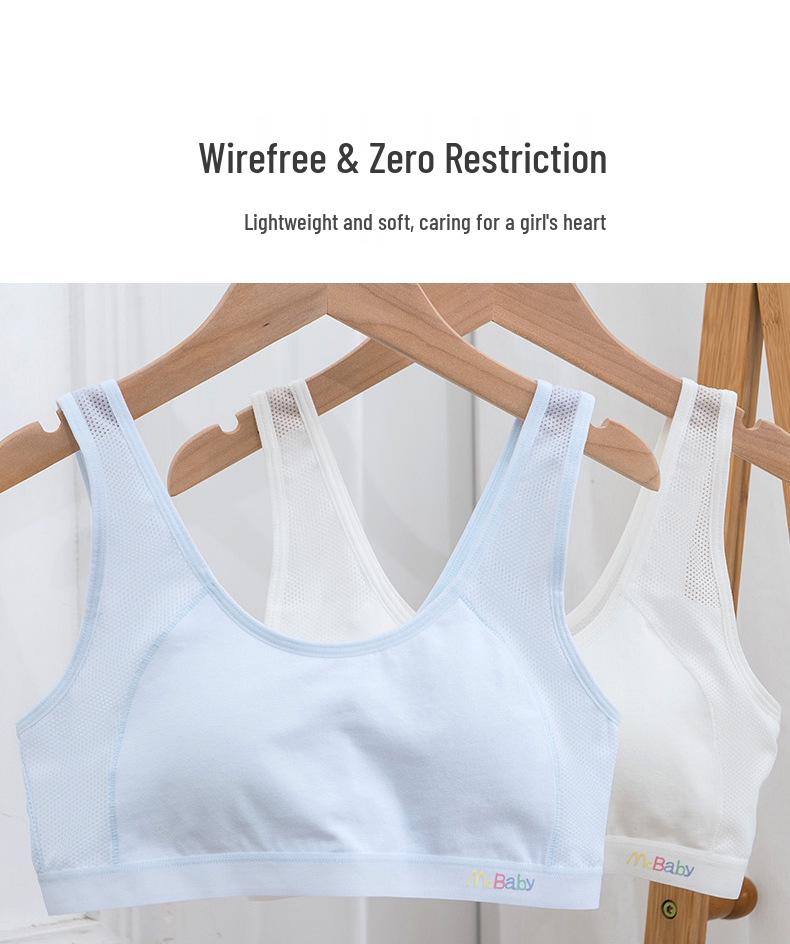 Junior Girls' Pure Cotton Sports Bra - Breathable & Supportive