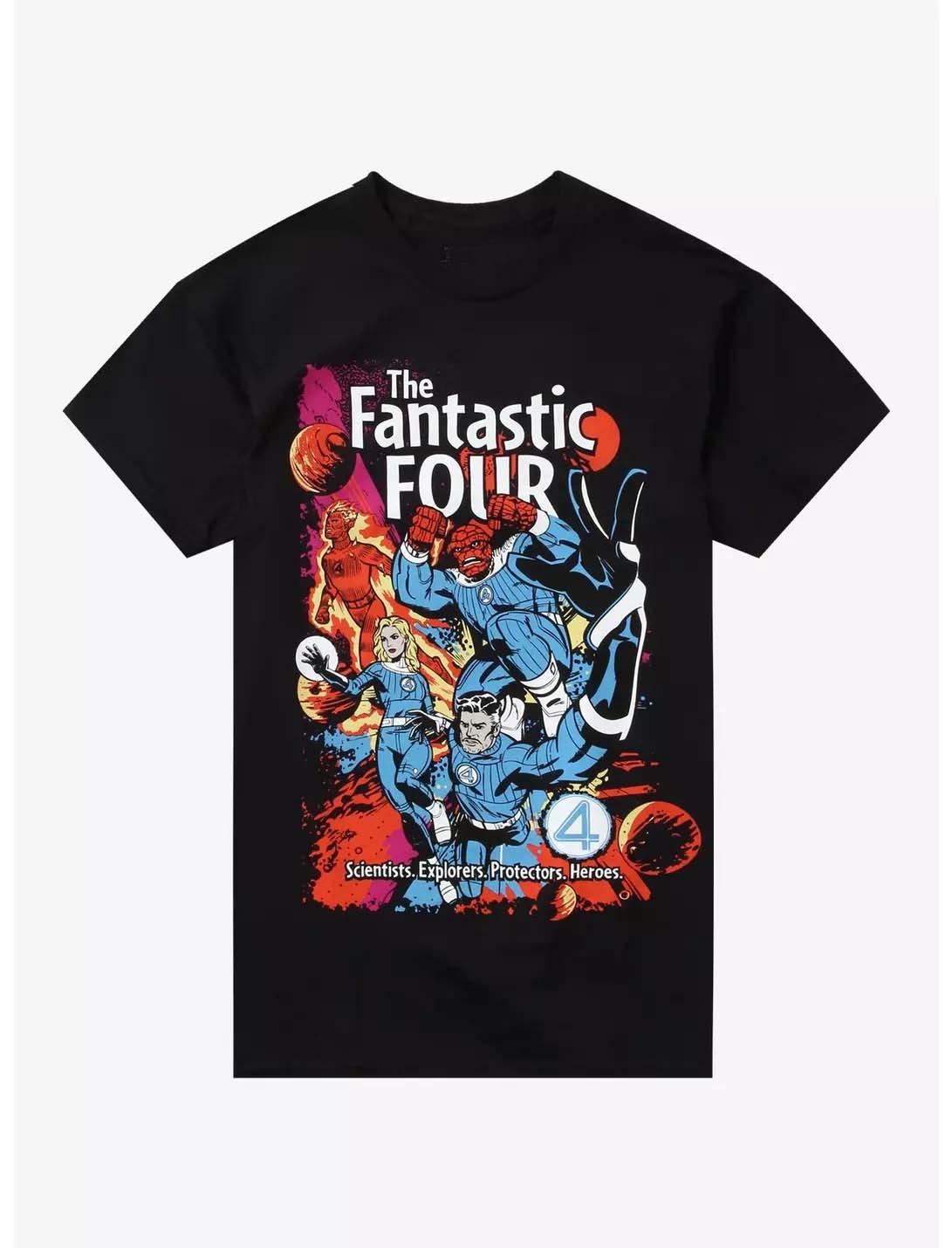 

Genuine 2026 New Fantastic Four Comic Print Plus Size Men s and Women s Short Sleeve Loose Crew Neck T-Shirts 4XL