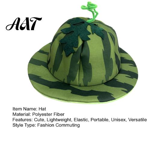Eye-catching Themed Party Hat Watermelon Hat, Wide Brim Sun Visor for Costume Parties, Joyful Holiday Event Lightweight Elastic Unisex Headwear Summer