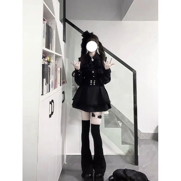 Japanese Lace Edge Design Off-the-shoulder Shirt Girl Sweetheart Encounters Landmine Temperament Suit High-waisted Skirt