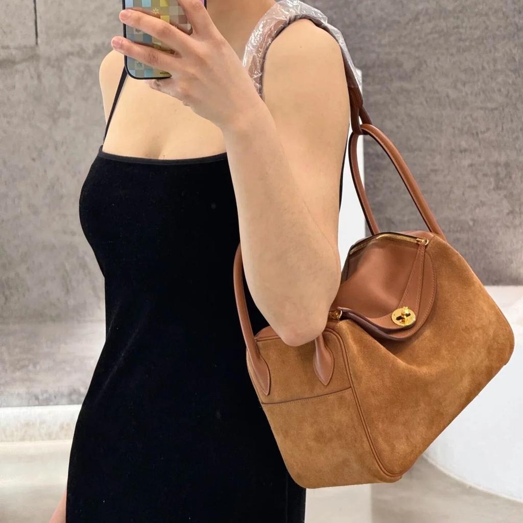 Autumn and Winter New Matte Leather LD Bag Suede Splicing Cowhide Large-capacity Pillow Handbag Women's Shoulder Doctor Bag