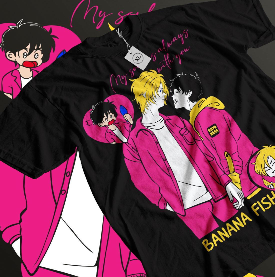 Banana Fish T-shirt Ash Lynx Eiji Okumura Card Anime Kawaii T-shirt All Size M