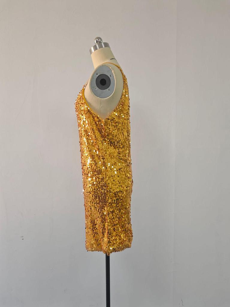 Sommer-Bestseller Rückenfreies Französisches Pailletten-Trägerkleid