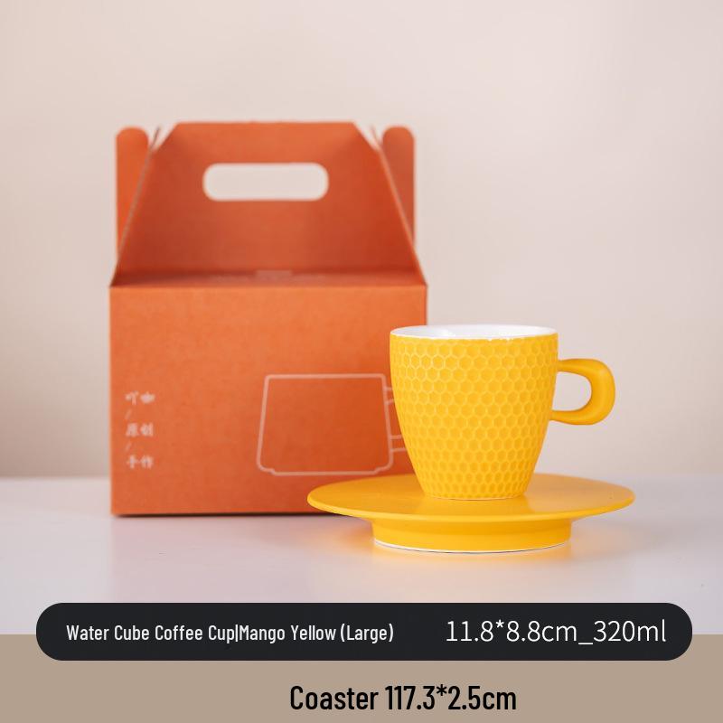 Elegant Handmade Retro Ceramic Coffee Cup & Saucer Set - Coarse Pottery Mug for Pour-Over Coffee