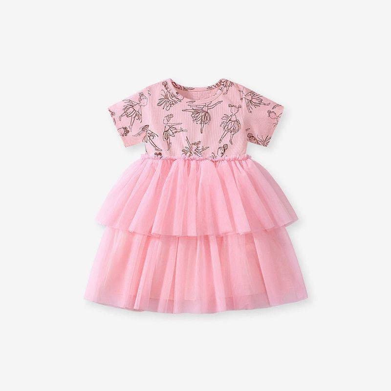 Source Factory Cross-Border Supply New Girls  Dress 2025 Summer Short-Sleeved Printed Children s Princess Dress S3019 2Y (90cm)