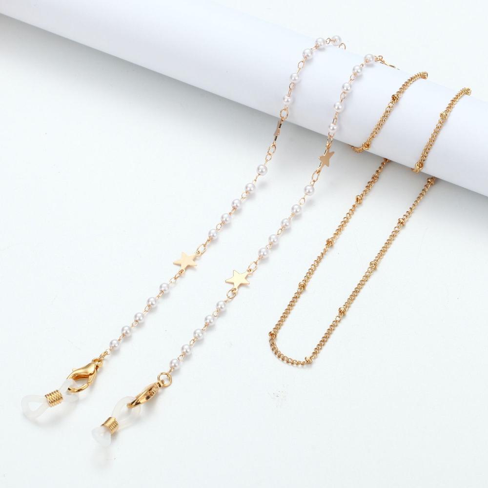 Jewelry Disc Metal Pearl Hanging Lanyard Glasses Chain Sunglasses Chain Mask Holder Mask Chain