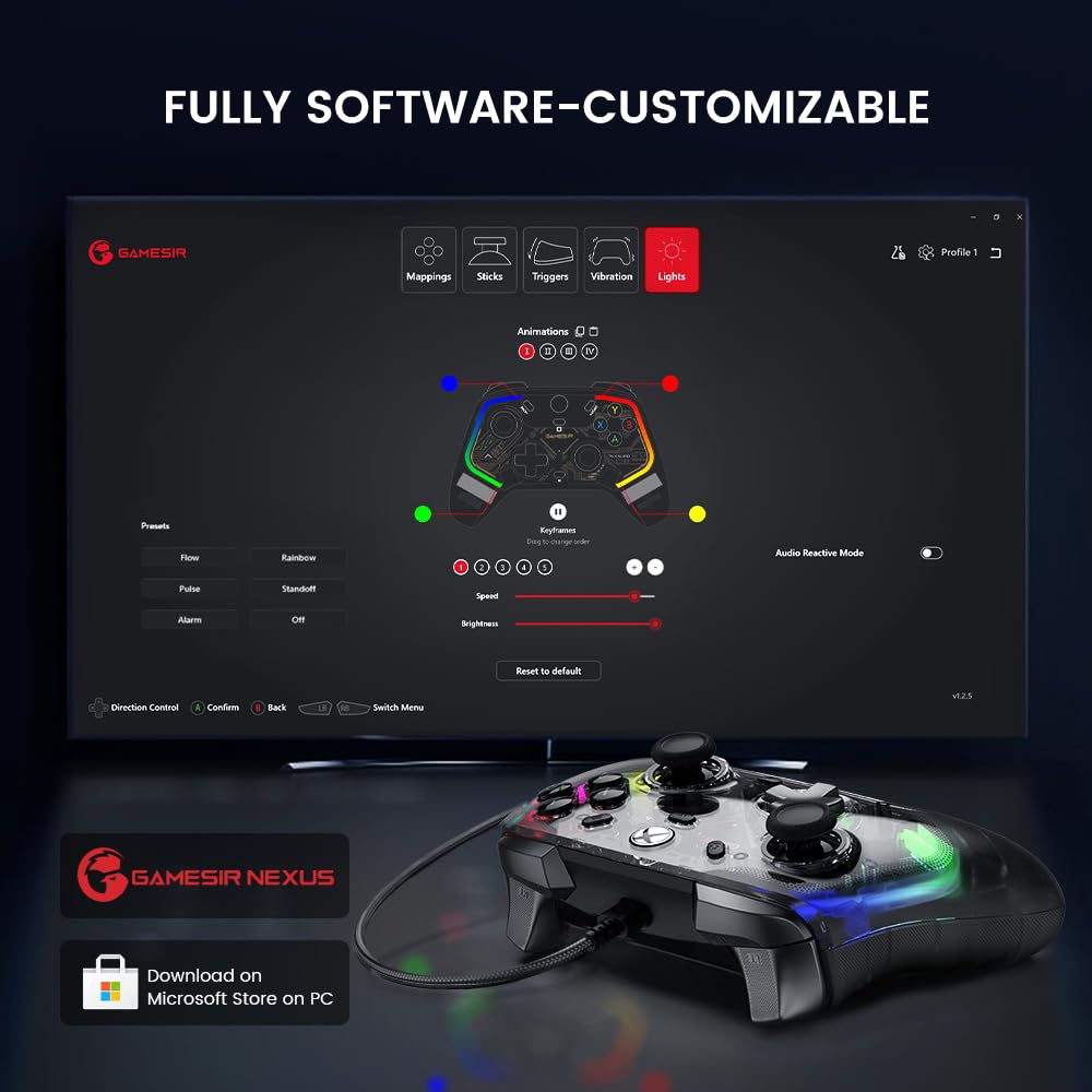 GameSir Kaleid Wired Controller for Xbox One Xbox Series featuring Hall Effect Sticks Analog PC Steam Game Compatible & X/S, & Triggers, Gamepad,