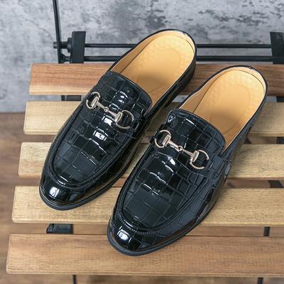 Moda Nuove Sandali Neri Estivi da Uomo Marrone con Motivo a Pietra Slip-On Punta Tonda Mocassini Scarpe da Uomo Fatte a Mano Taglia 38-47