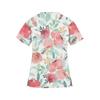 Women's Fashion V-neck Stripe Color Matching Printed Short Sleeve Workwear With Pockets Tops Protective Clothing