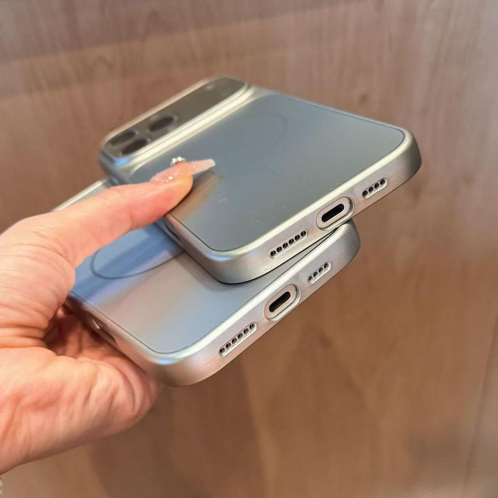 MagSafe Compatible Spliced Phone Case with Large Camera Lens Cover Shockproof Magnetic Case for iPhone