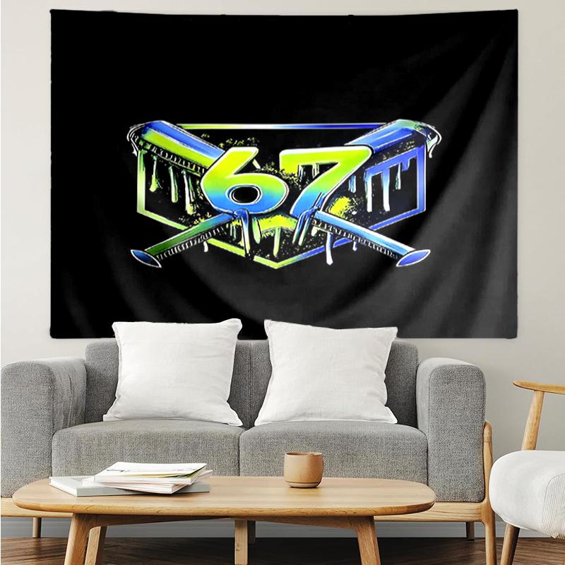 67 Print Tapestry, Backdrop, Easy Setup, Ideal for Bedroom, Office & Living Room, with Aesthetic Wall Hanging Decor.