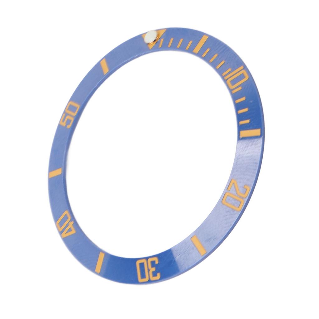 Watch Bezels Inserts Blue Circle with Gold Words Ceramics Watch Dial Bezel Ring for Replacements