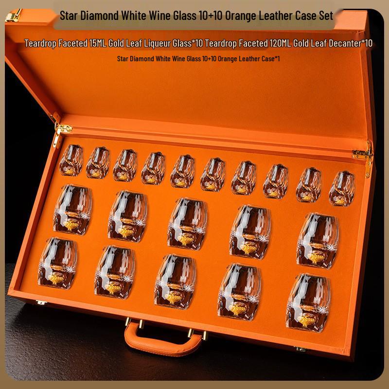 

Luxury Turquoise Gold Foil Diamond Decanter & Wine Glass Set