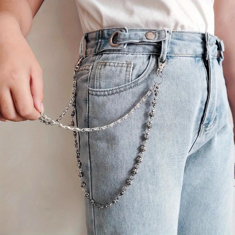 A Harajuku Style Street Hip-Hop Jeans Chain with Personalized Punk Style Double-Layer Waist Chain for Men and Women Accessories