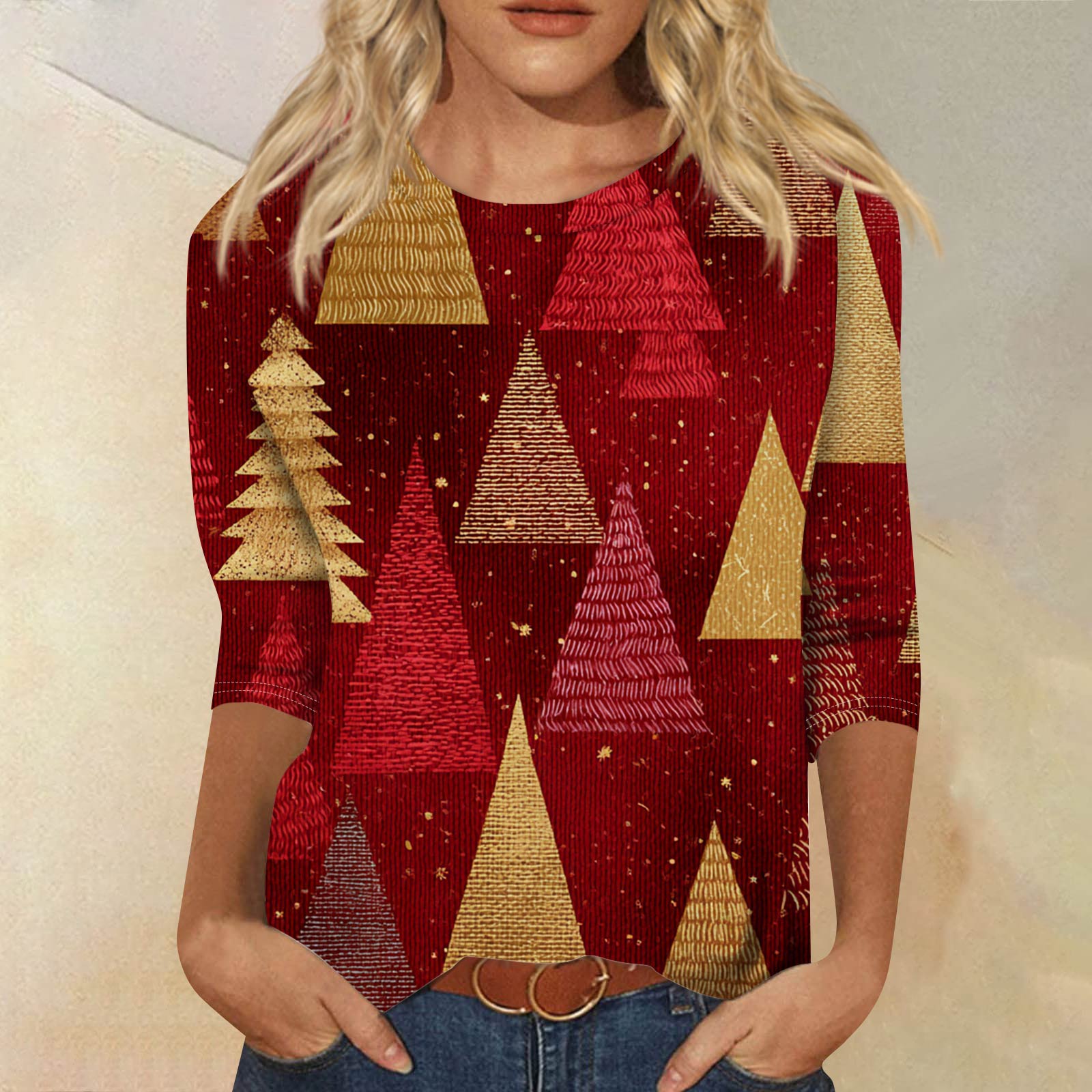 

Женская модная повседневная футболка с рукавом три четверти, принтом на Хэллоуин и круглым вырезом L оранжевый