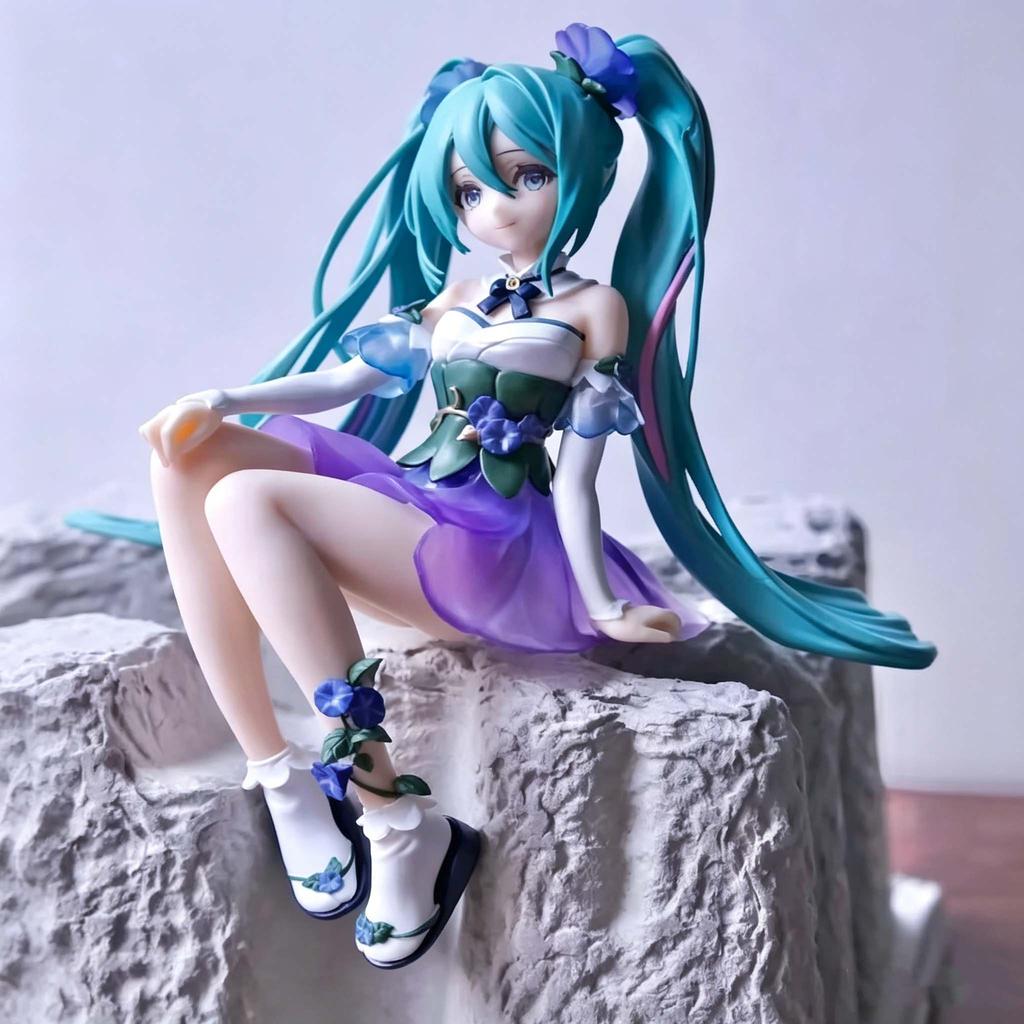 Hatsune Miku CuteAnime Figure Sitting Beauty Girl Ornament Kawaii Action Figure PVC Room Decor Collectible Model Doll Gifts