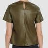 Party Wear Fit Women Top Olive Green Handmade Leather Genuine Lambskin Formal Stylish