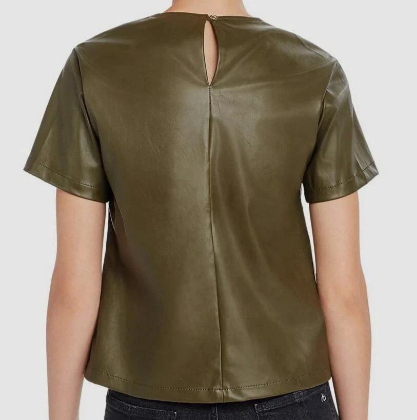 Party Wear Fit Women Top Olive Green Handmade Leather Genuine Lambskin Formal Stylish