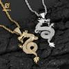 NUOYA Fine Jewelry Iced Out Dragon Design Pendant Silver Plated Chinese Dragon Charm Pendant Unisex Rapper Jewelry