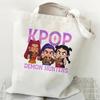 KPOP Demon Hunter Group Printed Canvas Bag Spot Women's Daily Handbag Shopping Bag KTY