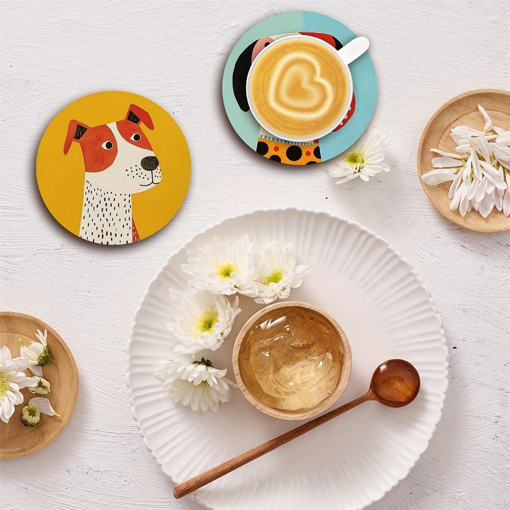 Wooden Cute Pet Animal SeriesChinese Style Cup Mat Restaurant Tableware Insulation Tea Cup Mat Antislip Cup Mat