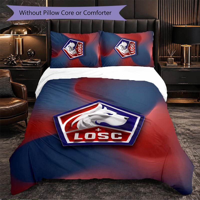 LOSC Lille FC Bettwäsche-Set 3-teilig Bettbezug-Set Dekorative Bettwäsche für Jugendzimmer Heimdekoration