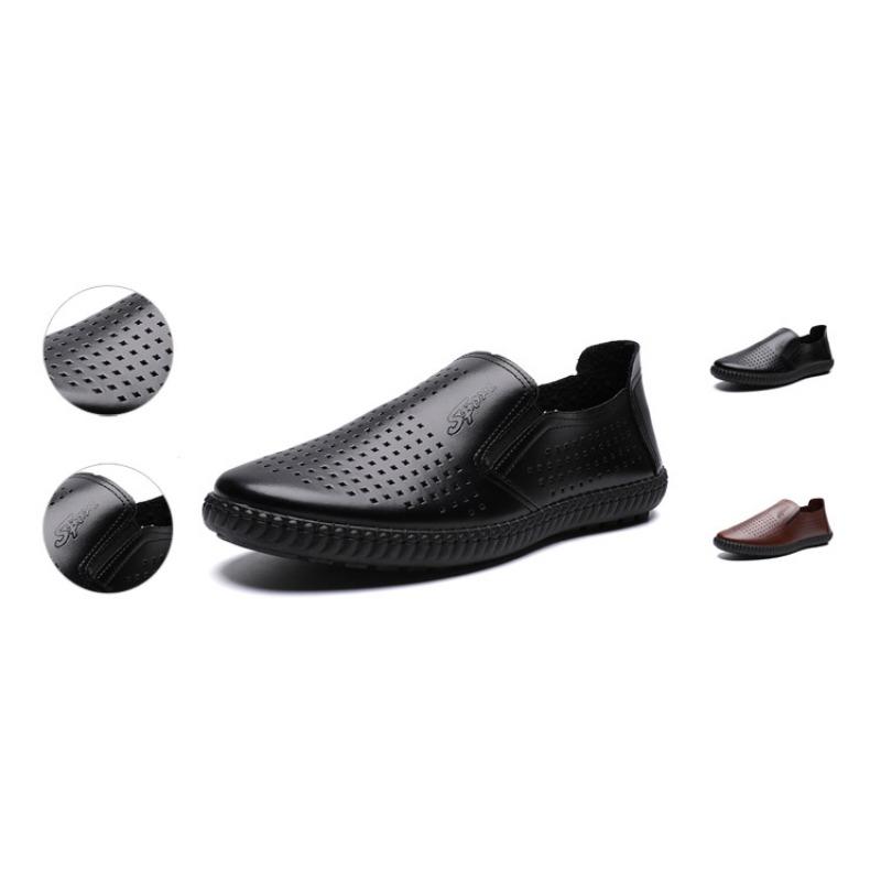 Summer Hollow Leather Shoes Men's Casual Business Leather Shoes One Pedal Men's Lazy Leather Shoes Single Shoes Driving Shoes