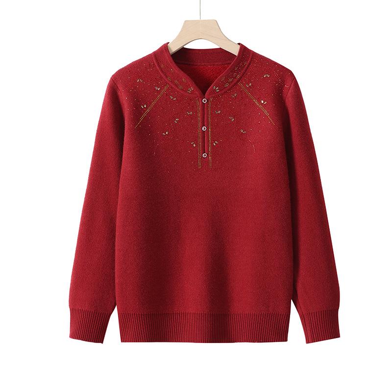 2025 Eleganter Roter Winterpullover für Mama