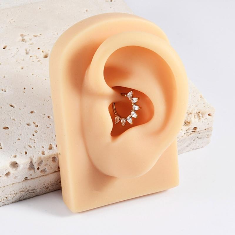 Fashionable Crystal Nose Piercing Ring Jewelry Stainless Steel Accessory for Ear Cartilage Music Festival Accessories