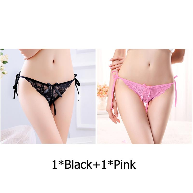 Sexy G-string T Panties Female Underwear Lace Thongs Women's Pants Sexy Pearl panties Erotic Women Crotchless panties plus size