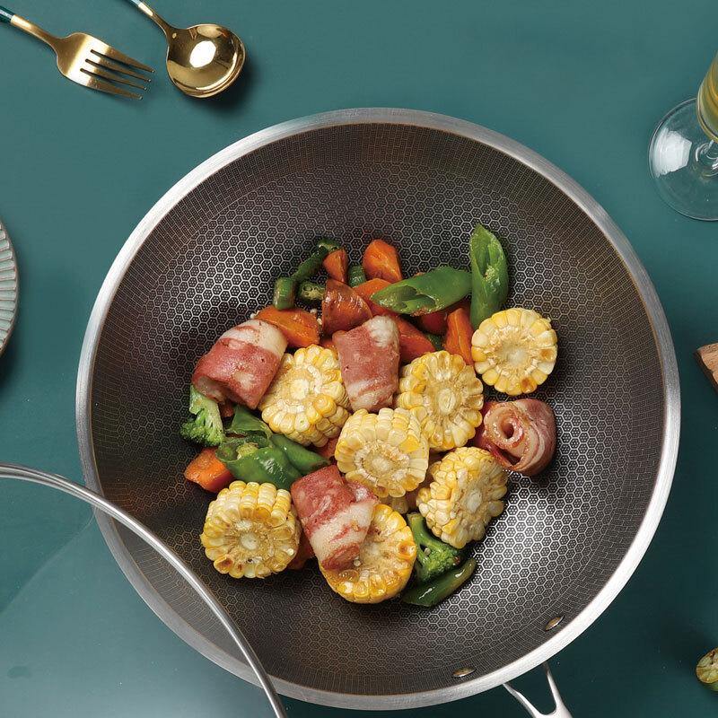BYSTON Lofas Stainless Steel Honeycomb Non-stick Wok