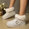Fashion Luxury Metal Buckle Decoration Faux Fur Snow Boots Women 2025 Winter Soft Thick Bottom Ankle Booties Warm Short Plush Boots