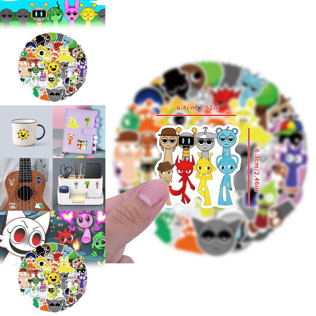 55 Piece Incredibox Sprunki Cute Style Waterproof Stickers For Creative Decoration
