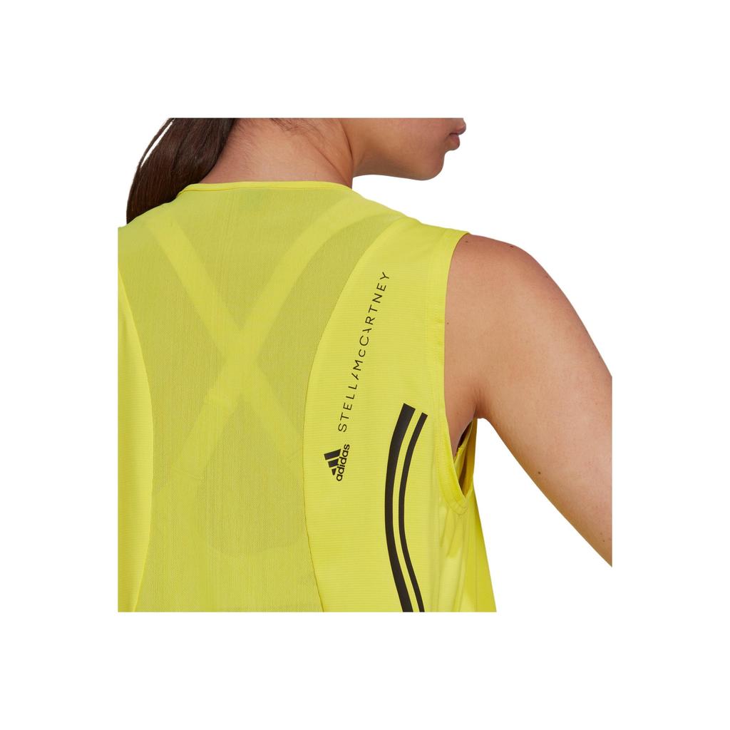 Adidas Striped Print Small Logo Loose Fit Round Neck Sports Tank Top Women Tops Yellow HG6863