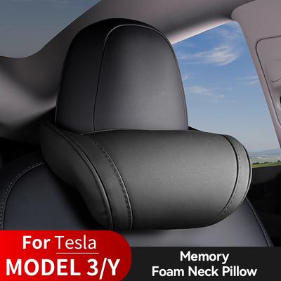 YZ für Tesla Model 3/Y/X Juniper Highland Nackenkissen Sitz Kopfstütze Reise Ruhe PU-Leder Memory-Schaum Kissen Auto Zubehör Neu