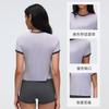 Contrasting Color Front Shoulder Short Sports Short-sleeved T-shirt Women's Summer Solid Color Round Neck Sports Yoga Top