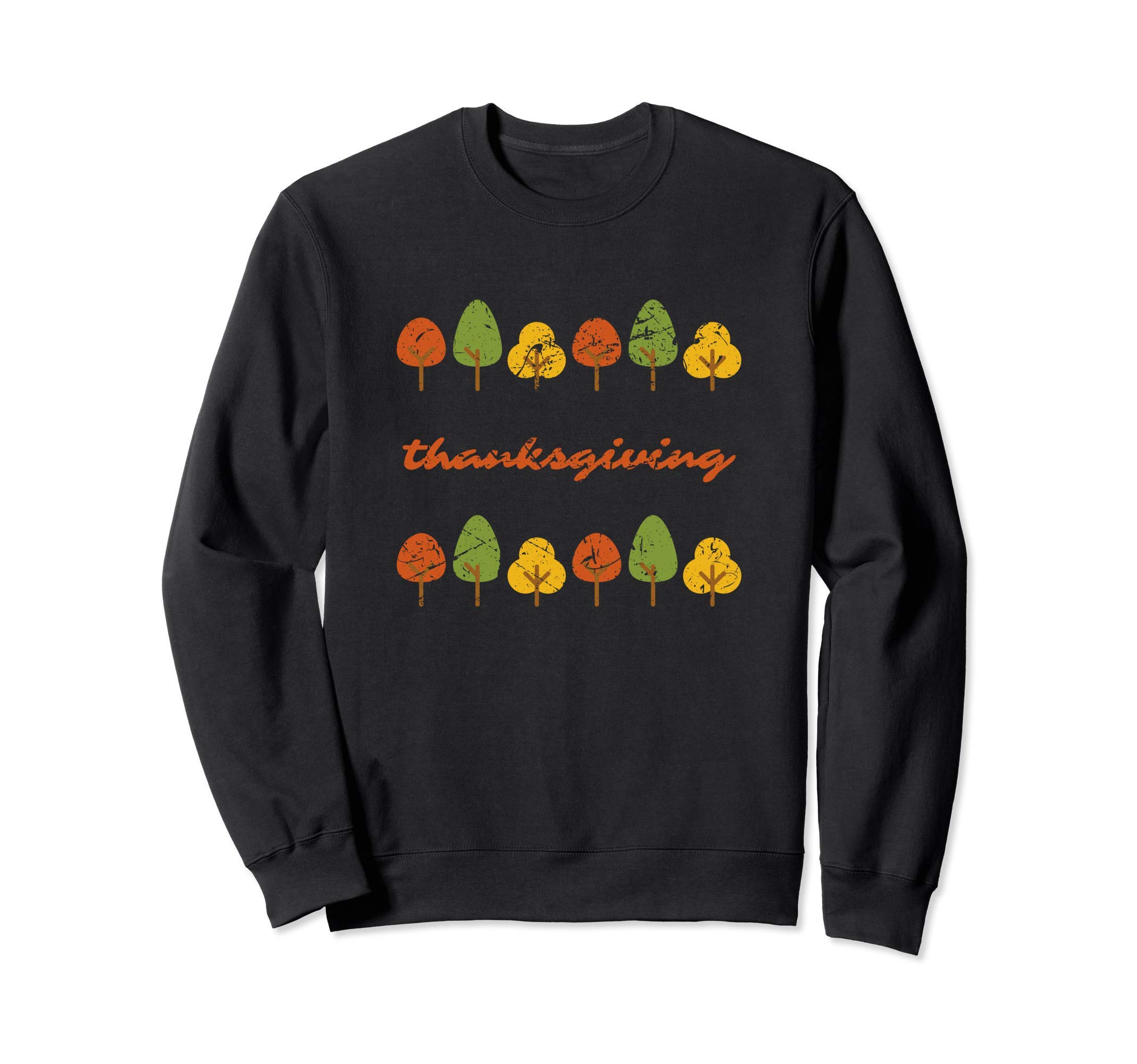 

Autumn Trees Distressed Design Thanksgiving Holiday Sweatshirt чёрный