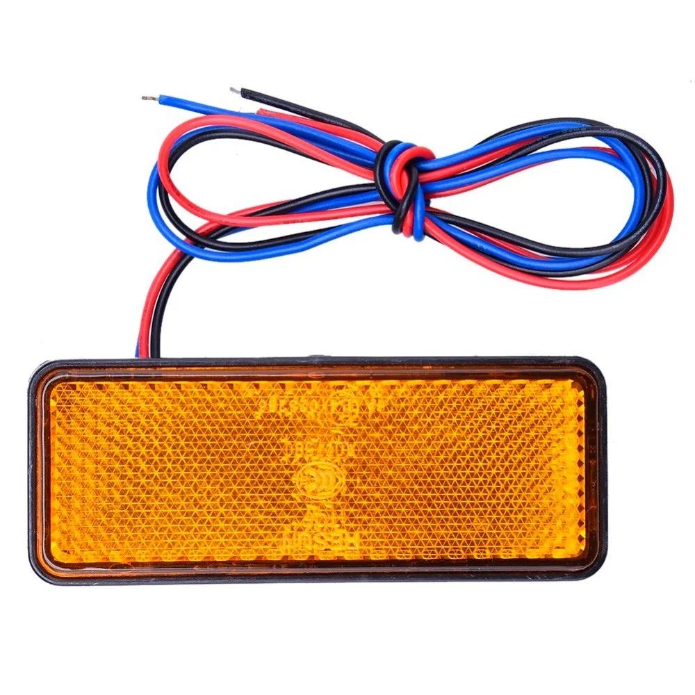 12V Car Motorcycle Truck LED Reflectors Round Tail Lights 24LED Warning Side Marker Light Rear Tail Brake Stop Turn Singal Light
