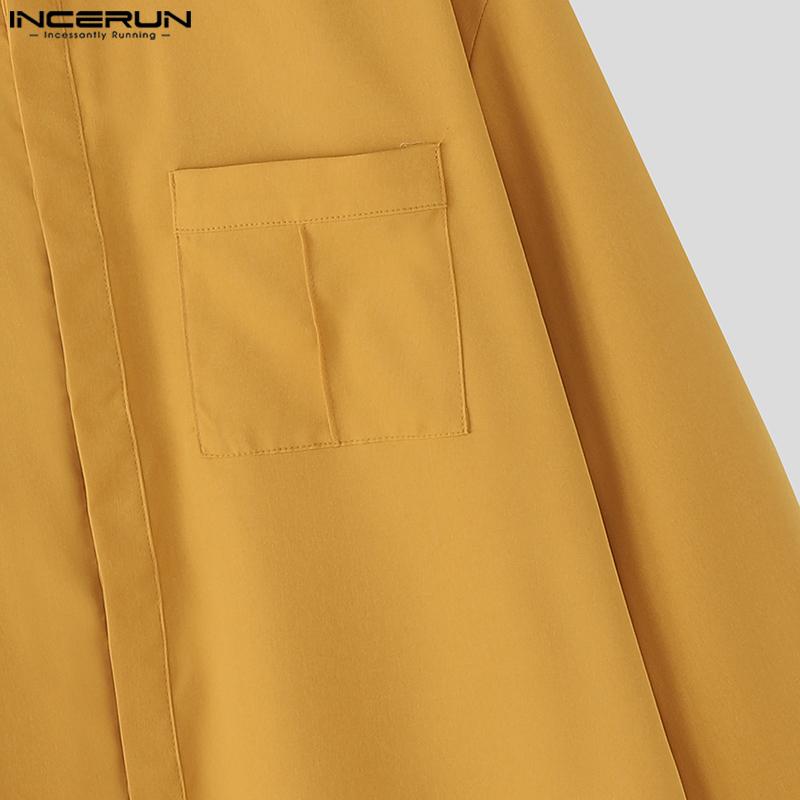 INCERUN S-5XL Men Turn Down Collar Long Sleeve Buttons Loose Casual Shirts Tops