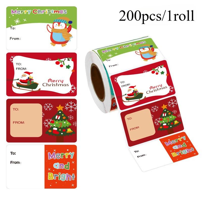 

Cute Christmas Gift Stickers - Glossy Surface,Paper Bag&Closure&Name Stickers,Can Write Christmas Packaging Gift Stickers Labels Ignore this size