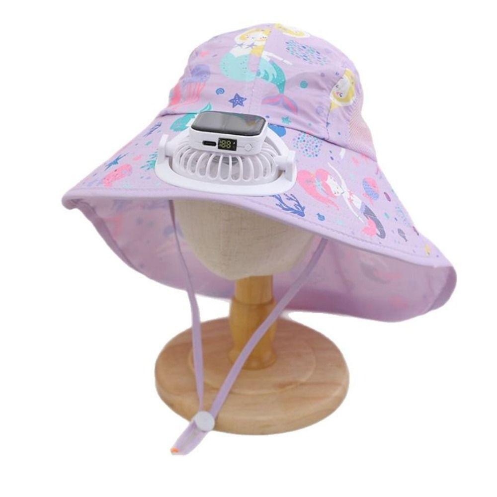 USB Charging Children Solar Fan Hat Anti-UV Sun Hat New Bucket Hat  Summer