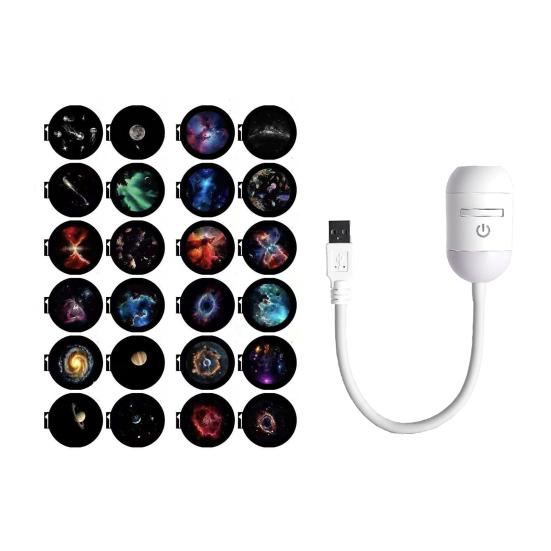2-in-1 Sternenprojektor Nachtlicht mit Filmen, USB Sternenhimmel Nachtlicht Projektor für Schlafzimmer, Mini LED Deckenwand Projektionslampe mit 360