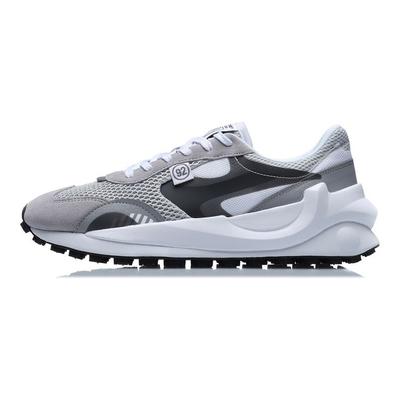 Li Ning Round And Square Non-Slip Wear-Resistant Shock Absorbing Low-Top Running Shoes Men Running Shoes Gray White Black AGCR039-1