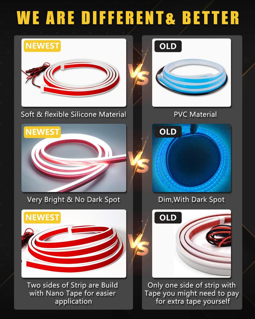Car LED Strip 12V Flowing LED Hood Daytime Running White Light, Strip, Light, Light, DRL, Truck, SUV, Ultra-Thin, Waterproof, Silicone, Universal,
