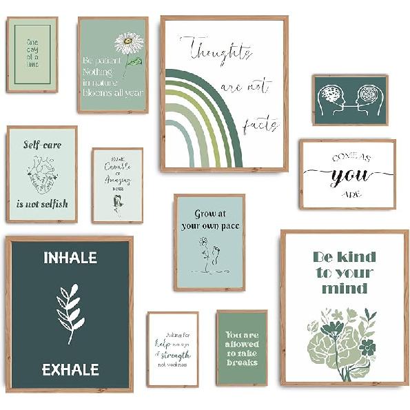 Sage Green Mental Health Posters, Mental Health Matters Poster, Therapy Office Decor (UNFRAMED) фиолетовый