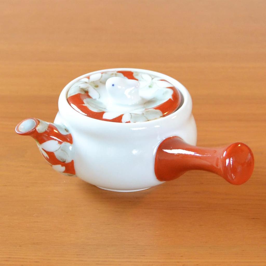 Cute and Stylish Arita Ware Teapot, Made In Japan, 270ml, Ceramic, Hanagokoro Design, with Stainless Steel Tea Strainer