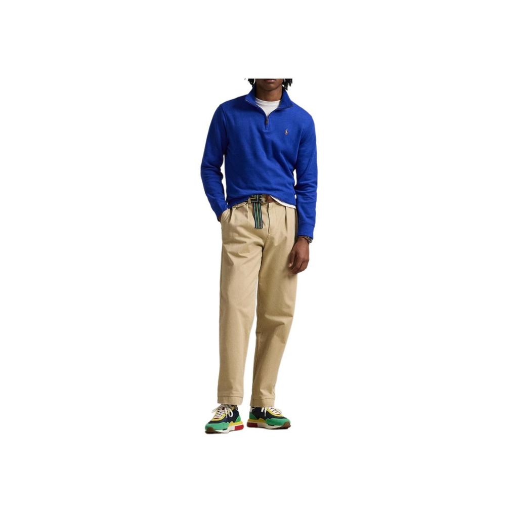 Polo Ralph Lauren Solid Color Small Pony Logo Half Zip Long Sleeve Polo Shirt Men tops Blue 710671929-067