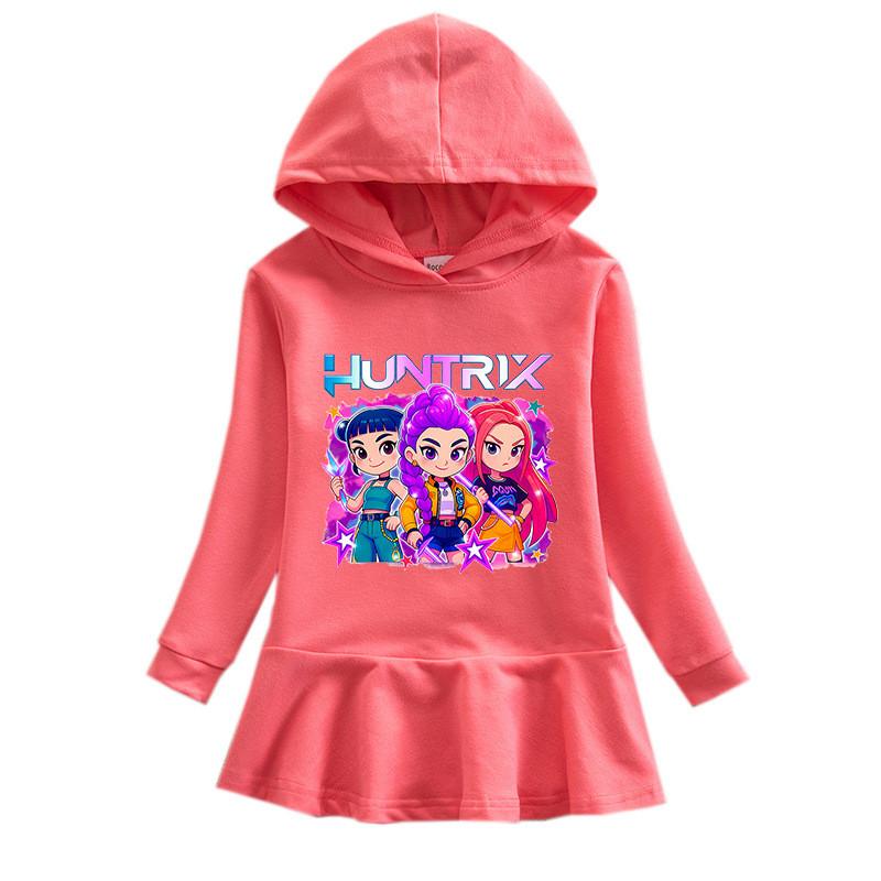 Girls Kpop Rumi Zoey Mira Hunters Printed Colorful Cute Hooded Dress